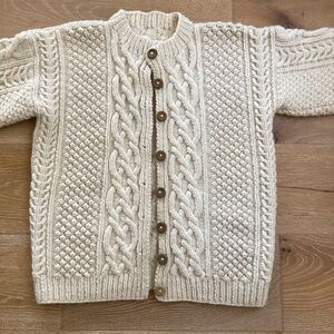 Handmade Cable Knit Cardigan Fisherman Sweater
